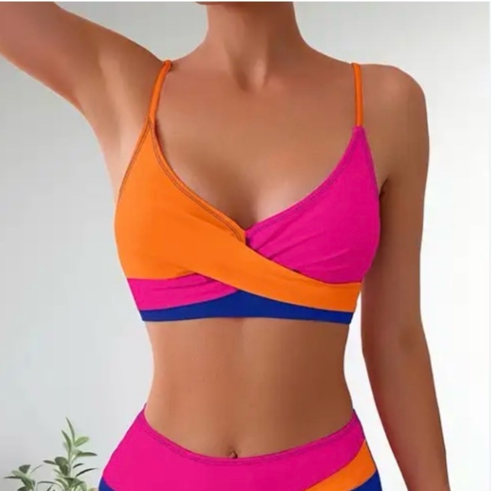 NWT Neon Color Block Bikini